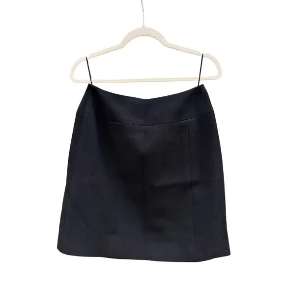 Vintage CHANEL BOUTIQUE Black Wool A-Line Mini Skirt Fall 1997 Collection 40 6 8