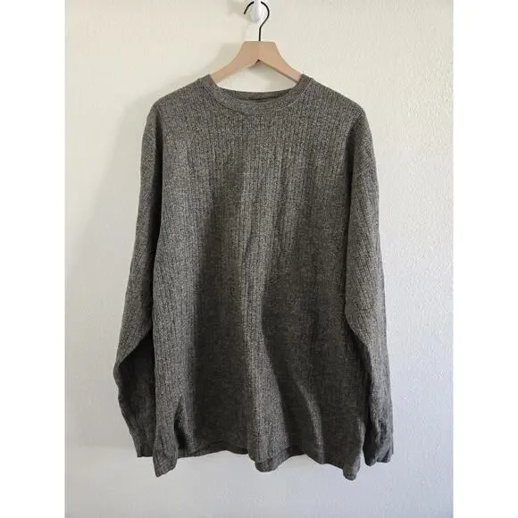 Mens Naturalife XXL Thick Long Sleeve 100% Cotton Pullover Shirt Ribbed Gray
