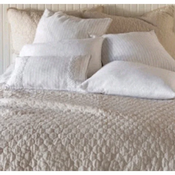 Bella‎ Notte June Quilted linen Boudoir Pillowcase sham Small Off White Ivory