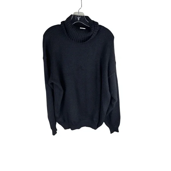 Alpaca Warehouse Black Turtleneck Sweater Alpaca Blend Knit Peru Mens M