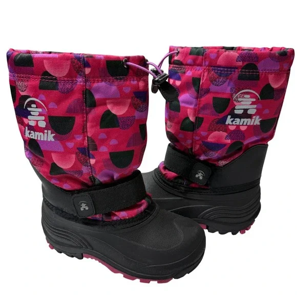 Kamik‎ Kids Insulated Waterproof Winter Boots Girls 1 Pink Print