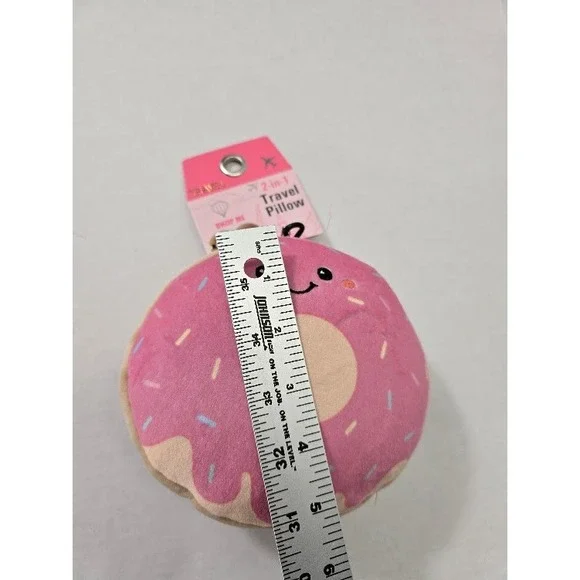 Travel 2-in-1 Pillow Eye Mask Kids Pink New Donut Plush Clip On Accessory