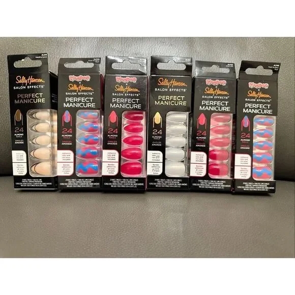 Sally Hansen 6 Sets of Almond Shaped Press On Nails New