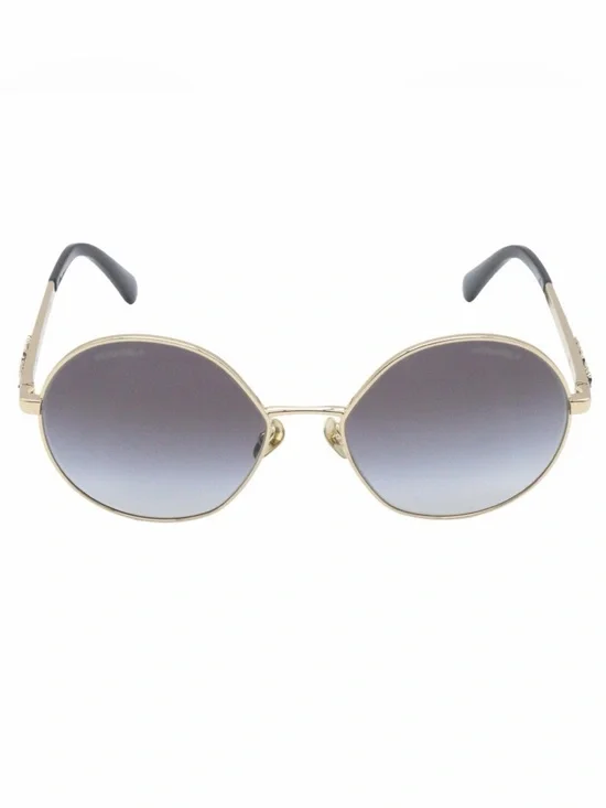 CHANEL 4269 Gold Frame Sunglasses with Gradient Gray Lenses