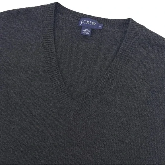 Vintage J.Crew Sweater Vest Mens XL Charcoal Grey Merino Wool V-Neck Academia