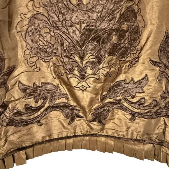 Embroidered Euro Sham Brown Ruffle Border Veratex Zippered Pillow Cover 26
