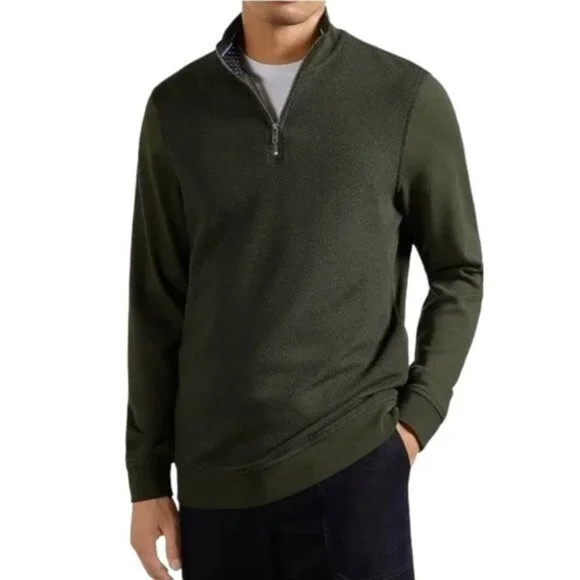 Ted Baker London‎ Sweater Men's Size 2XL Green Caravan Slim 1/4 Zip Long Sleeve