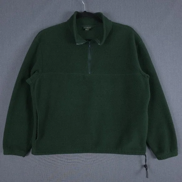 Vintage J Crew Oarsman 1/4 Zip Pullover Mens Large Green‎ Fleece Pockets USA