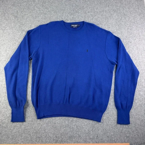 Polo Golf Ralph Lauren Mens XL Royal Blue Cotton Crewneck Knit Sweater Pony Logo