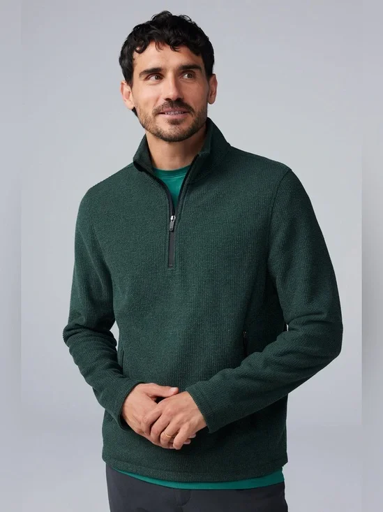Mack Weldon Latitude Fleece Quarter-Zip Knit Sweater Insulating Quick Dry