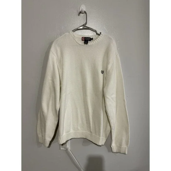 Vintage Chaps Cotton White Knit Sweater Men's‎ Size XL