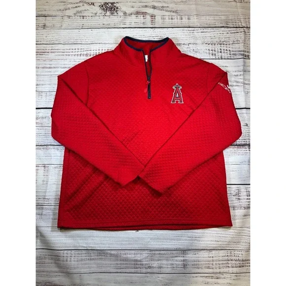 Anaheim Angels Re Quilted Half Zip W/ Memorial Care Logo  Sweater Jacket Size L