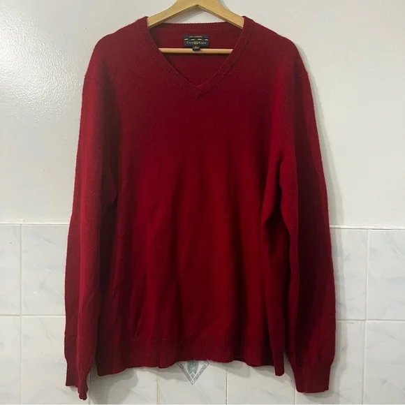 Club Room 100% Cashmere Long Sleeve Sweater Men’s XL Red Preppy Christmas