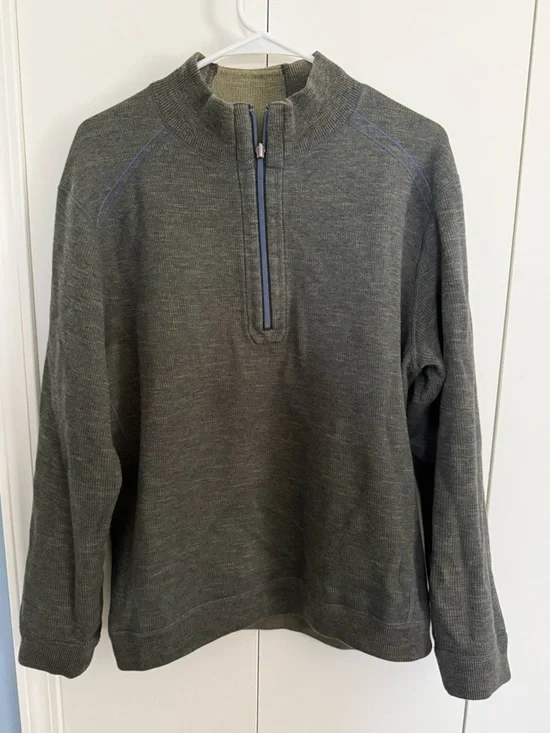 Tommy Bahama Olive Reversible Quarter Zip