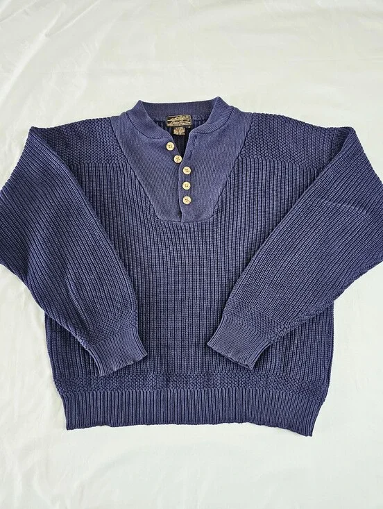 Eddie Bauer Vintage Pullover Ribbed Knit Chunky Sweater Sz Large Cozy Outdoors