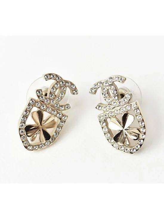 Chanel CC Mark Clover Motif Rhinestone