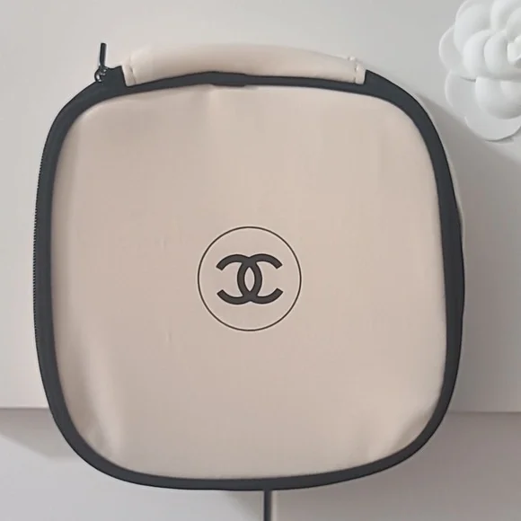 - Chanel Makeup Skincare Canvas Bag Toiletry Soft Sided Cosmetic  Case