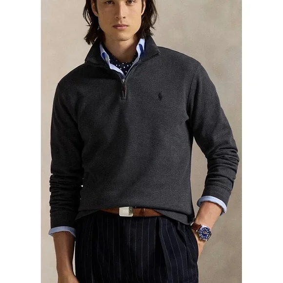 Polo Ralph Lauren Mens Size XL Charcoal Gray Quarter Zip Pullover Sweater Pony‎