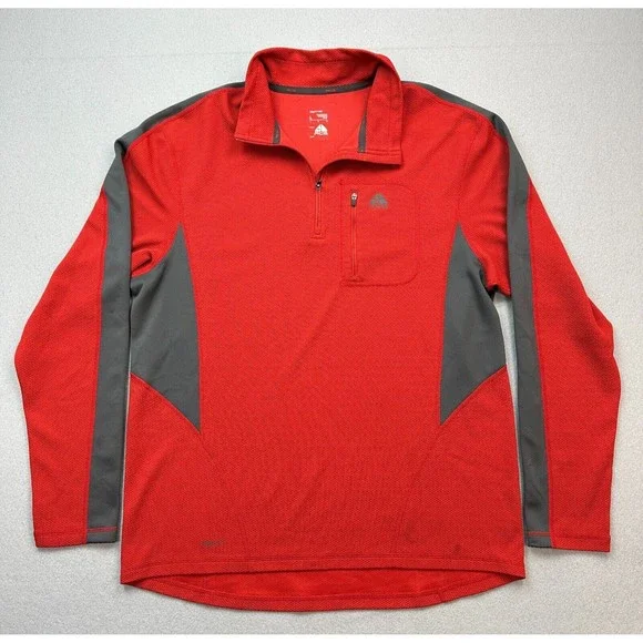 Nike Sweater Mens Large Red Gray ACG Lightweight 1/4 Zip Pullover Outdoor
