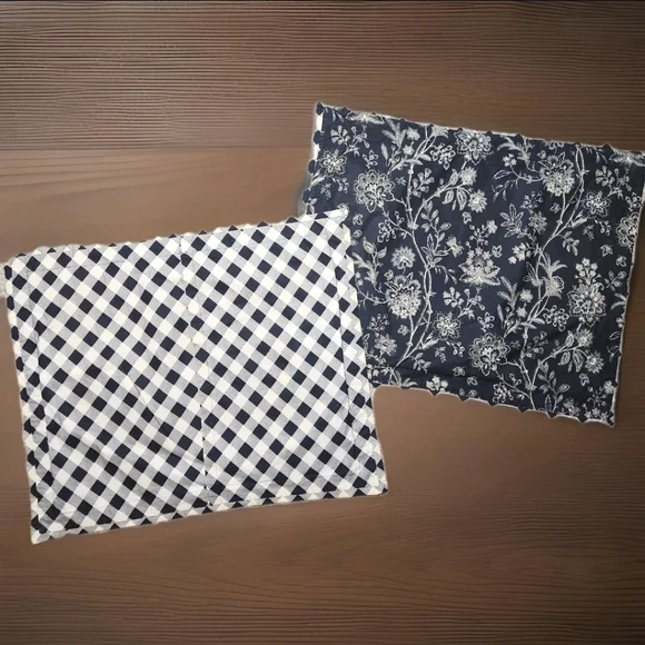 American Living Black & Cream Floral/Gingham Standard Pillow Shams (Pair)