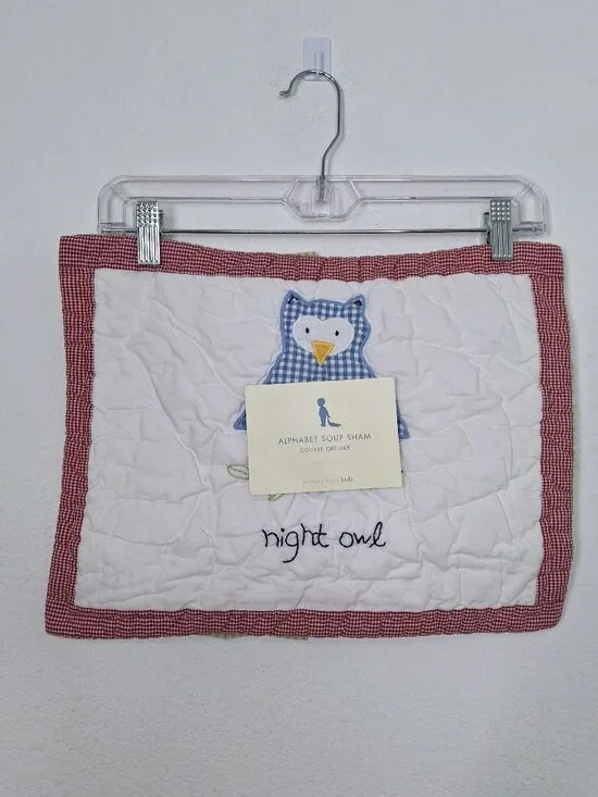 Pottery Barn Kids Alphabet Soup Sham Sz Small Night Owl Quilted 100% Cotton