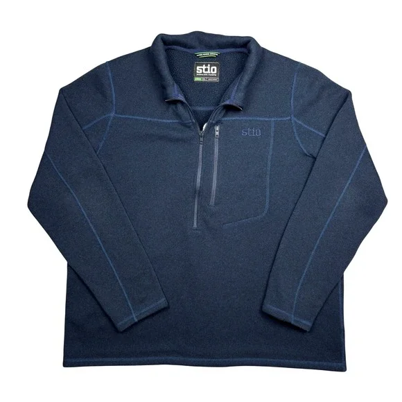 Stio‎ Wilcox Fleece Quarter Zip Pullover Mens XXL Navy Blue FW23PHI1 200296-452