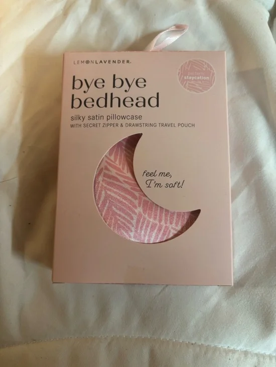 Bye Bye Bedhead Silky Satin Pillowcase Secret Zipper Drawstring Travel Pouch New