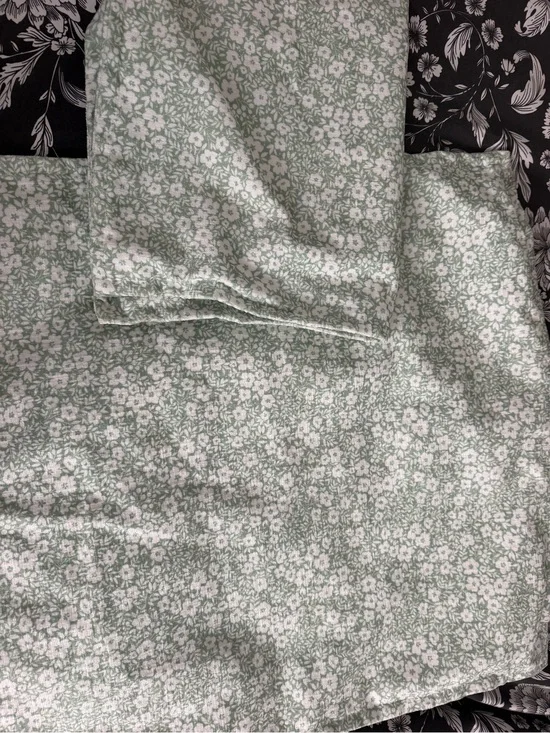 Green White Floral Decorative Pillow Covers