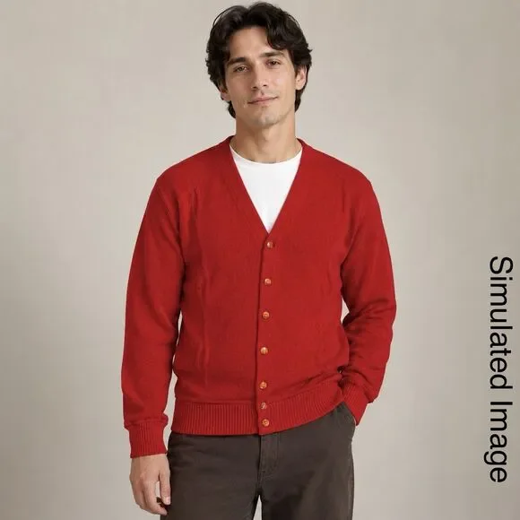 Vintage Abbott’s Red Cardigan Sweater Men’s 38 V-Neck Button Grandpa S/M