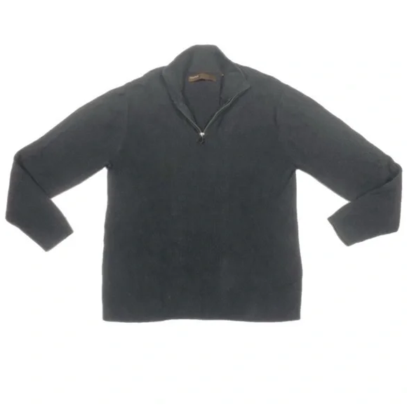 Perry Ellis Men’s Casual Cotton 1/4 Zip Charcoal Sweater, Size XLarge