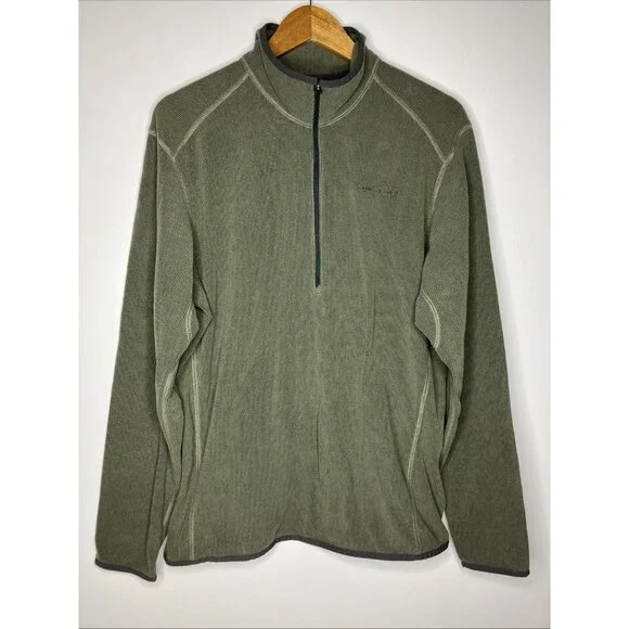 Eddie Bauer Green Fleece 1/2 Zip Sweater Men's Large