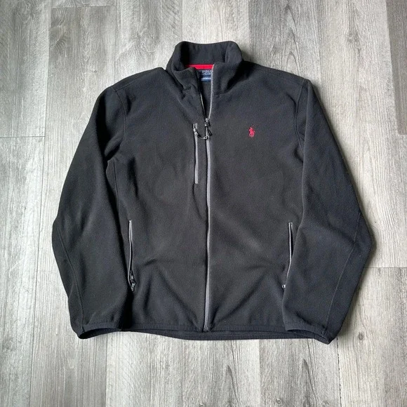Polo Ralph Lauren Black Fleece Jacket Red Pony Performance Men's L