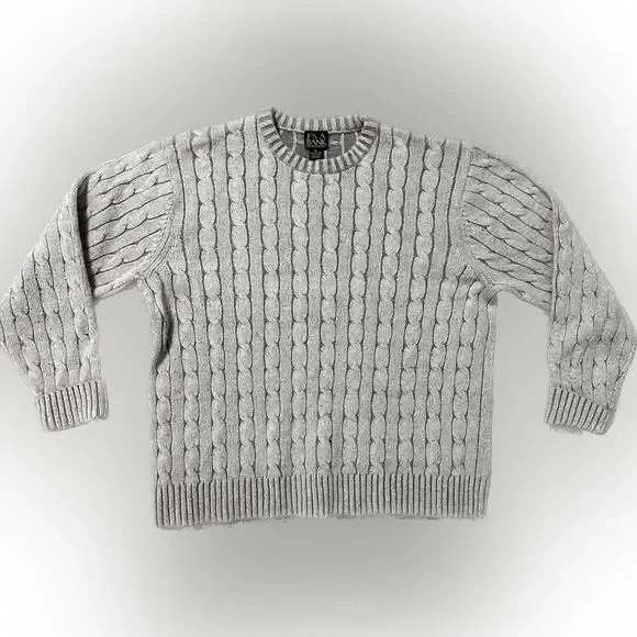Light Tan Cable Knit Crewneck Sweater