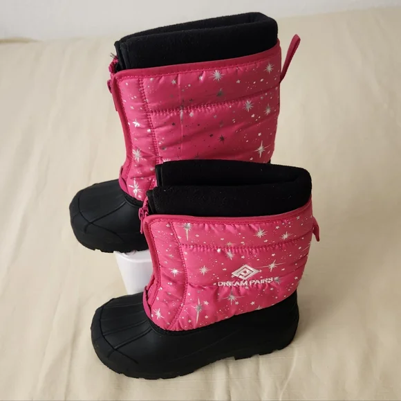 Dream Pairs Pink and Black Snow Boots Size 3