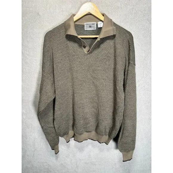 Vintage Idea Uomo Made in Italy Acrylic Wool Collared Long Sleeve Sweater Mens M