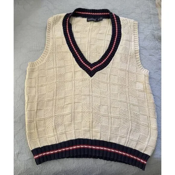 Lands End Sweater Vest Men Large Preppy Cricket Golf‎ Preppy Polo 90s USA VTG