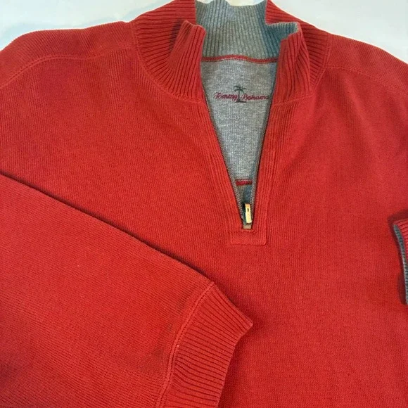 Tommy Bahama Reversible Pro Pullover Mens 1/4 Zip Sweater Red Gray Mock Neck XL