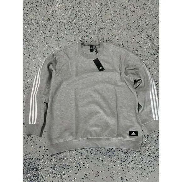 Adidas‎ Long Sleeve Crewneck Pullover Sweater Mens Light Gray NWT Size 2XL