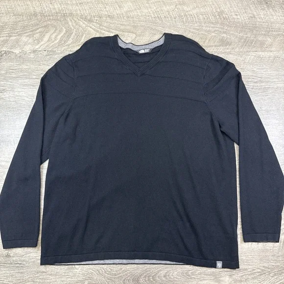 The North Face‎ wool blend sweater men's XXL black v-neck long sleeve casual