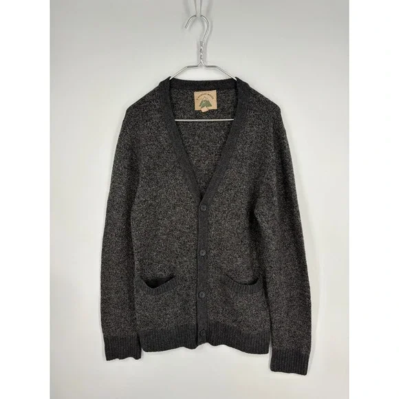 O'Hanlon Mills Sweater Mens M Gray Cardigan Lambswool Blend