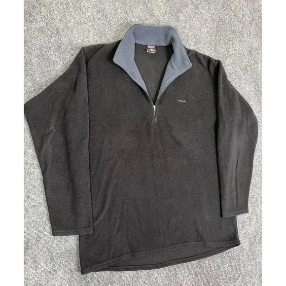 Patagonia Capilene Black Fleece 1/4 zip Polyester Long‎ Sleeve High Neck Size Xl