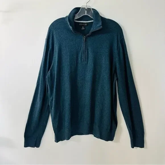 Banana Republic Mens 1/4 Zip Pullover Sweater‎ Long Sleeve Cashmere Blend Sz XL