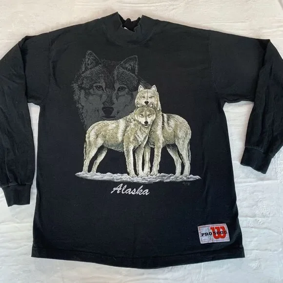 Vintage Wilson Wolfs Black Long Sleeve Size XL. Jan Griggs