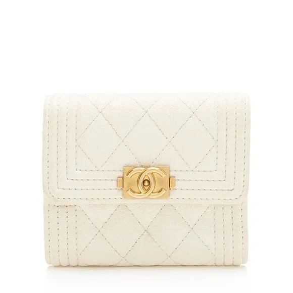 Chanel Caviar Leather Boy Compact Wallet