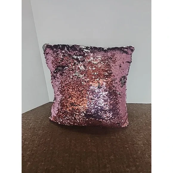 Reversable Sequins Pillow Mainstay  15 X 15 Inch Pink And Silver