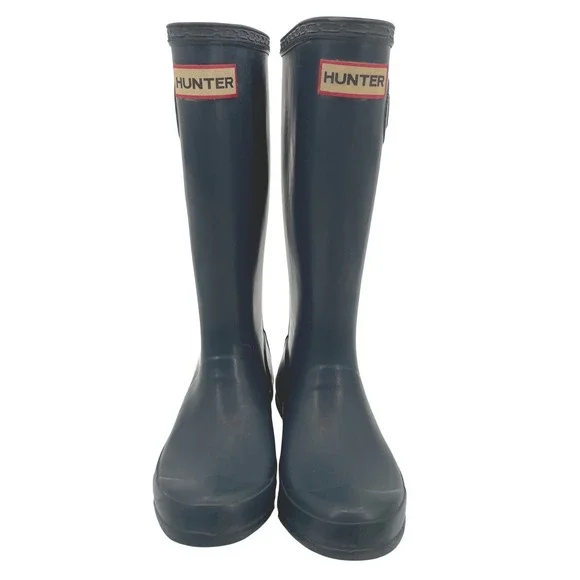 Hunter Rain Boots Kids/ Youth 2M/3F Navy Blue Rubber Tall Waterproof Buckle