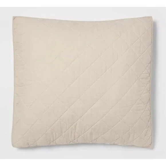 Threshold Light Khaki Diamond Stitch Linen & Cotton Quilted 26