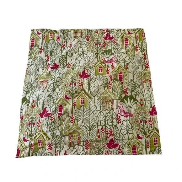 Pottery Barn Swedish House PIllow Shame Pillowcase Green Pink Folk Art‎