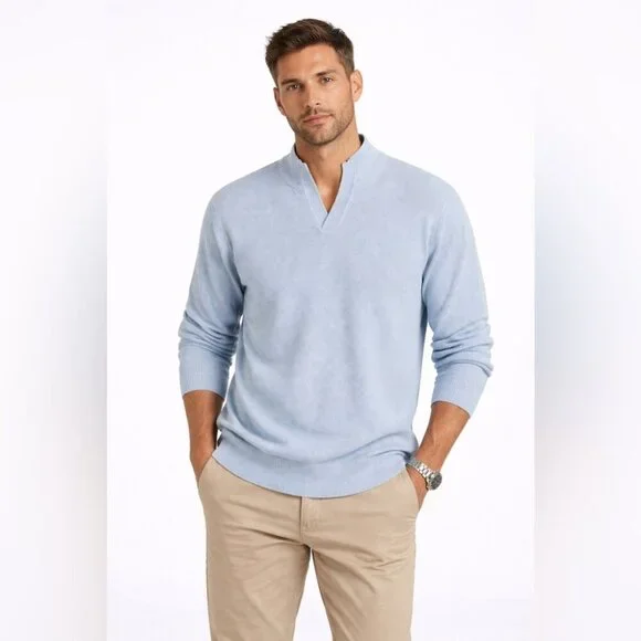Johnnie-O Light Light Blue Cotton Knit Men's Sweater Size M Casual Golf Pullover