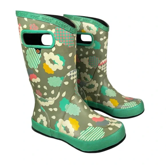 BOGS Pull-on Rubber Rain Boots in rainy day print